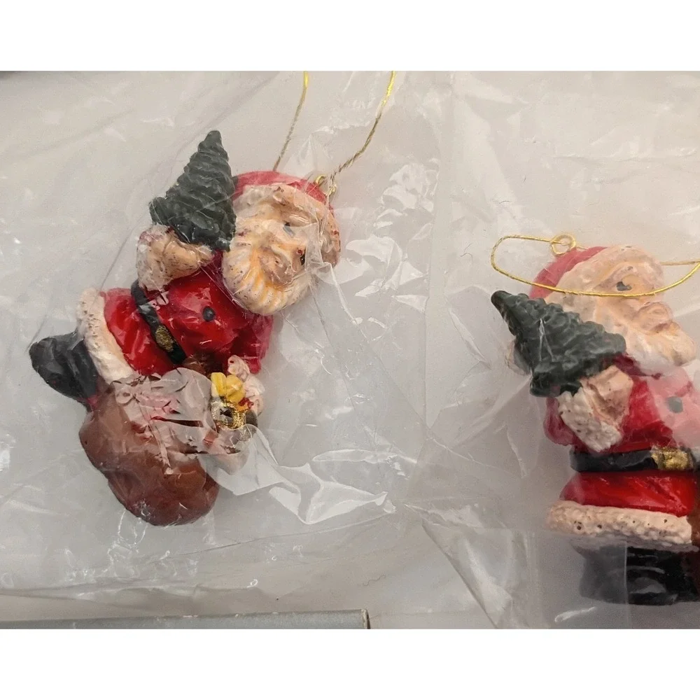New Old Stock Vintage MiniSanta Claus Ornaments, Lot 10 Mini Christmas Herald